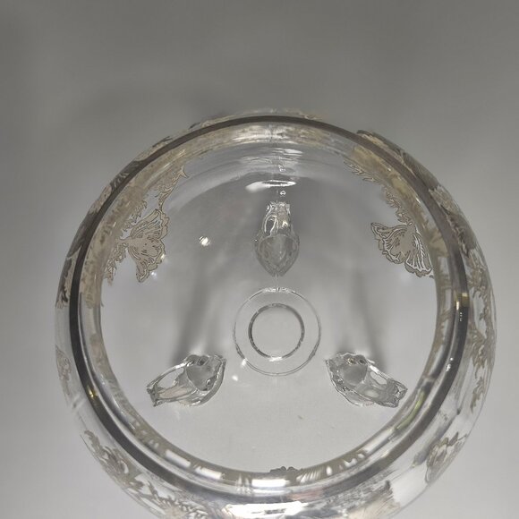 Silver City Flanders Poppy Sterling Overlay 3 Footed Clear Glass Bowl Vintage - Picture 10 of 10